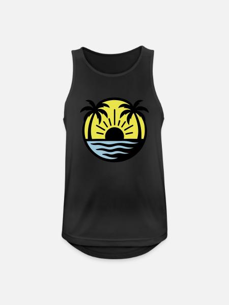 Palm Trees Beach Sunset - Men's Breathable Tank Top - black