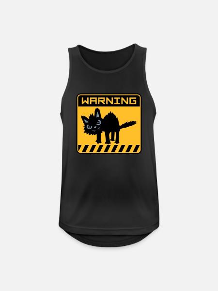 Warning dangerous cat - Men's Breathable Tank Top - black