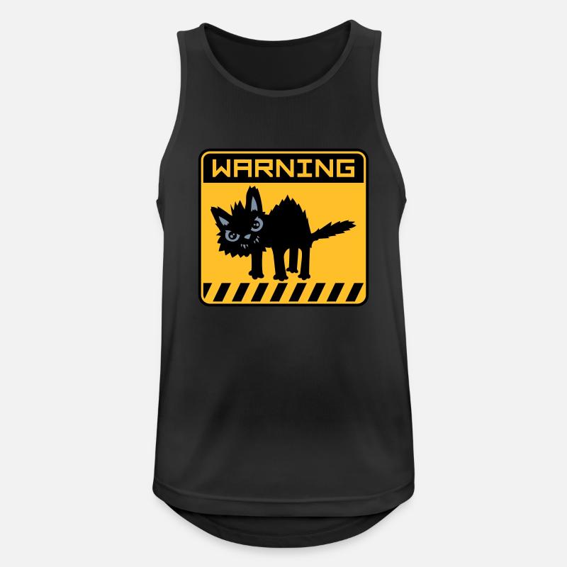 Warnung gefährliche Katze - Männer Tank Top atmungsaktiv - Schwarz