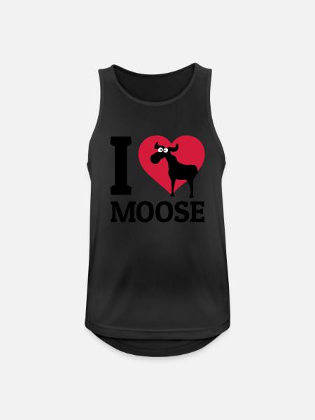 I love Moose - Männer Tank Top atmungsaktiv - Schwarz