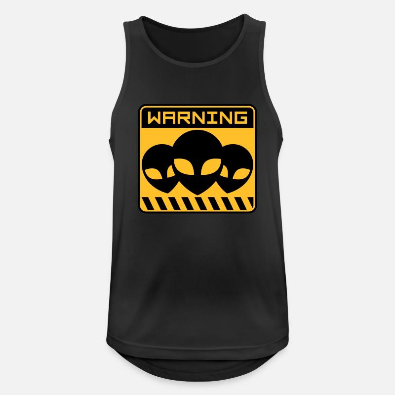 Warning Alien Design Schild - Männer Tank Top atmungsaktiv - Schwarz