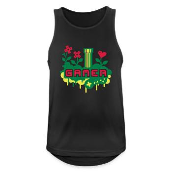 Jardin Gamer (tuyaux et fleurs) - Débardeur respirant Homme - noir - Devant - Nick (188cm)