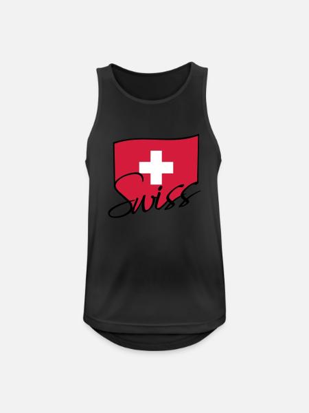 Swiss Flag Logo - Men's Breathable Tank Top - black