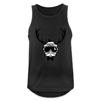 Apres Ski- Hirsch- Fliege - Männer Tank Top atmungsaktiv - Schwarz - Vorne - Nick (188cm)