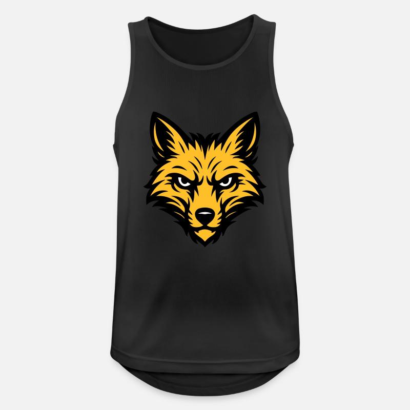 Fuchs Kopf Tier - Männer Tank Top atmungsaktiv - Schwarz