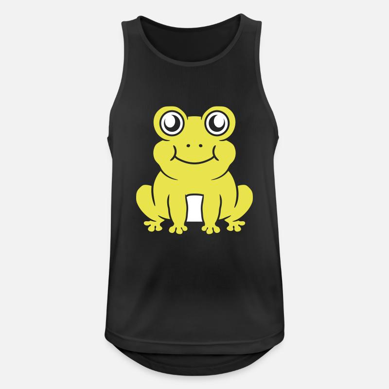 Comic süßer Frosch sitzend - Männer Tank Top atmungsaktiv - Schwarz
