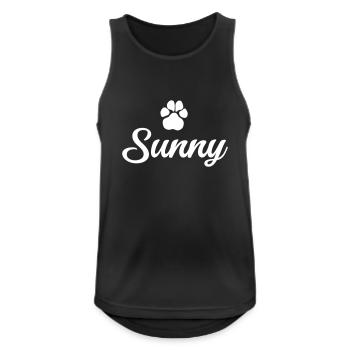 Nom du chien SUNNY avec patte - Débardeur respirant Homme - noir - Devant - Nick (188cm)