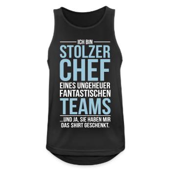 Stolzer Chef eines fantastischen Teams - Shirt - Männer Tank Top atmungsaktiv - Schwarz - Vorne - Nick (188cm)