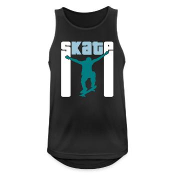 Skate Retro - Skater - Skateboard - Skateboarder - Débardeur respirant Homme - noir - Devant - Nick (188cm)