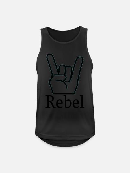 REBEL / hand sign - Men's Breathable Tank Top - black
