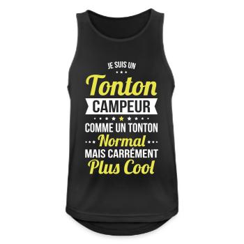Tonton campeur comme tonton normal plus cool - Débardeur respirant Homme - noir - Devant - Nick (188cm)