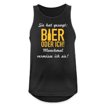 Bier oder ich - Männer Tank Top atmungsaktiv - Schwarz - Vorne - Nick (188cm)