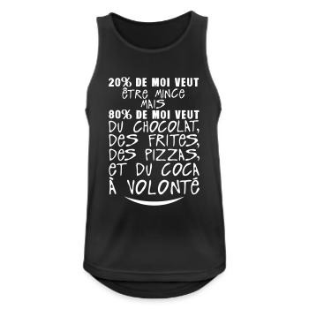 20 80 veut mince chocolat citation volon - Débardeur respirant Homme - noir - Devant - Nick (188cm)