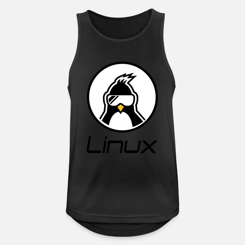 linux - Canotta da uomo traspirante - nero