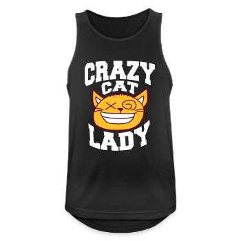 Chat fou Dame Texte Folle Femme Chats Amour - Débardeur respirant Homme - noir - Devant - Nick (188cm)