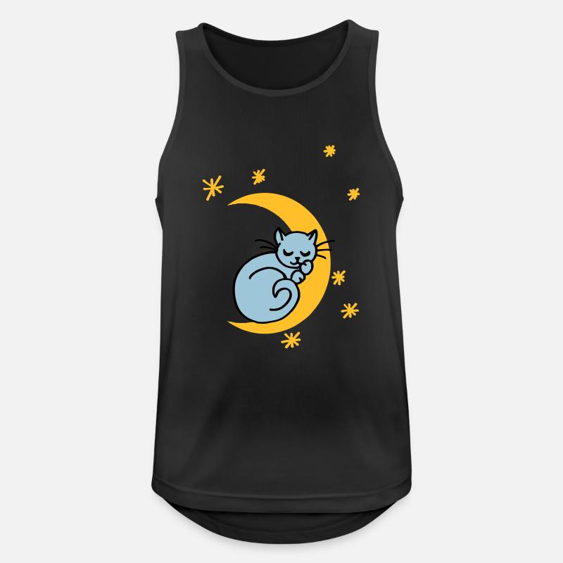 Mondkatze - Männer Tank Top atmungsaktiv - Schwarz
