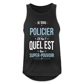 Je suis policier - Super-pouvoir - Débardeur respirant Homme - noir - Devant - Nick (188cm)