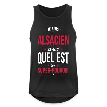 Je suis Alsacien - Super-pouvoir - Cadeau Humour - Débardeur respirant Homme - noir - Devant - Nick (188cm)