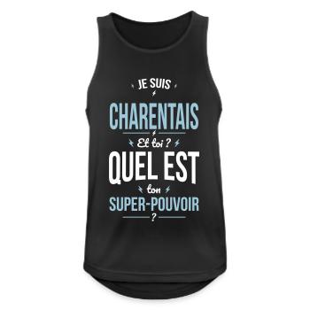 Je suis Charentais - Super-pouvoir - Cadeau Humour - Débardeur respirant Homme - noir - Devant - Nick (188cm)
