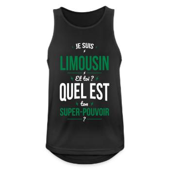 Je suis Limousin - Super-pouvoir - Cadeau Humour - Débardeur respirant Homme - noir - Devant - Nick (188cm)