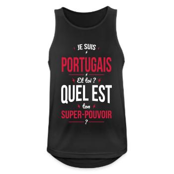 Je suis Portugais - Super-pouvoir - Cadeau Humour - Débardeur respirant Homme - noir - Devant - Nick (188cm)