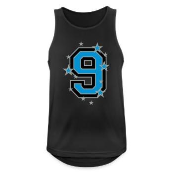 Mit Sterne verzierte Nummer Neun - Männer Tank Top atmungsaktiv - Schwarz - Vorne - Nick (188cm)