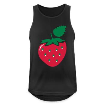 Erdbeere - Männer Tank Top atmungsaktiv - Schwarz - Vorne - Nick (188cm)