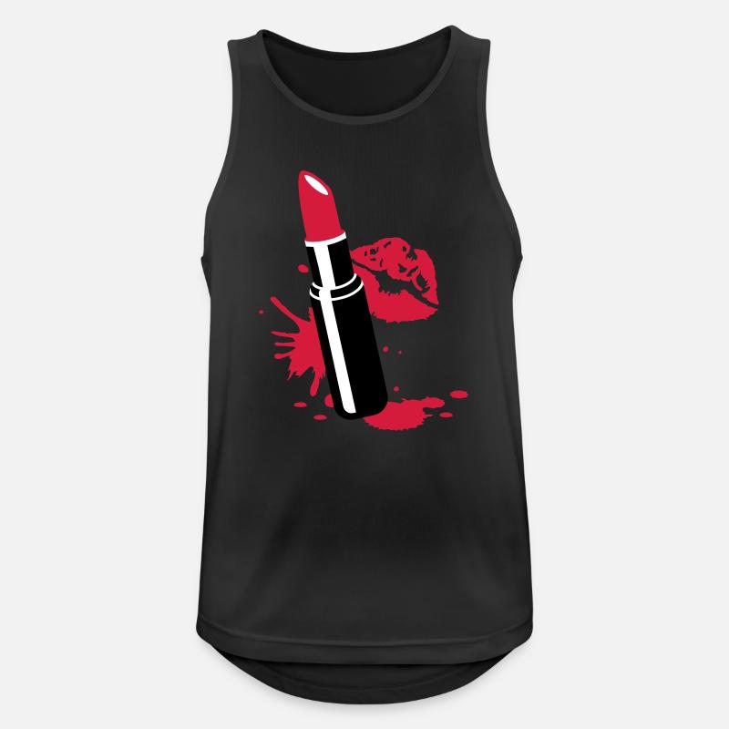 Lippenstift mit Kussmund - Männer Tank Top atmungsaktiv - Schwarz
