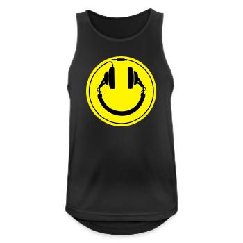 Smiley-Kopfhörer - Männer Tank Top atmungsaktiv - Schwarz - Vorne - Nick (188cm)