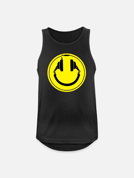 Smiley-Kopfhörer - Männer Tank Top atmungsaktiv - Schwarz