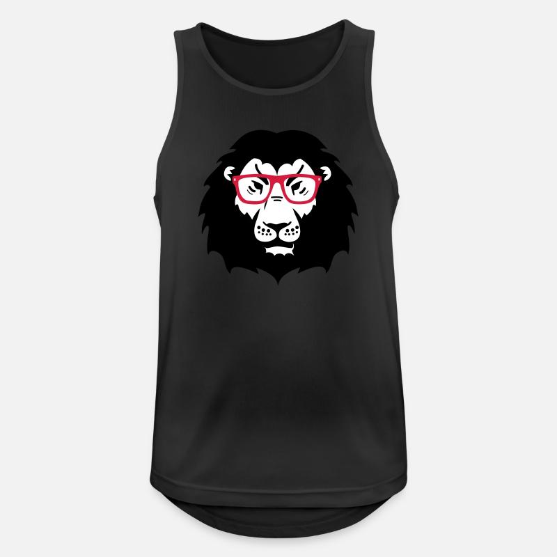 lion Löwe Gläser - Männer Tank Top atmungsaktiv - Schwarz
