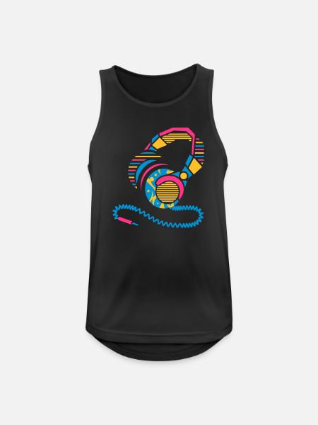 Headphones of patterns and stripes - Men's Breathable Tank Top - black