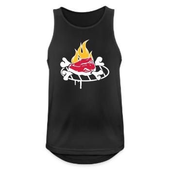 Steak mit Knochen auf dem Grill - Männer Tank Top atmungsaktiv - Schwarz - Vorne - Nick (188cm)