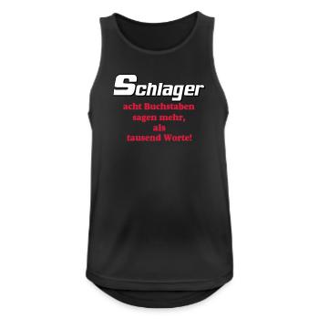 Schlager Party , Schlager Musik , Schlager Worte - Männer Tank Top atmungsaktiv - Schwarz - Vorne - Nick (188cm)