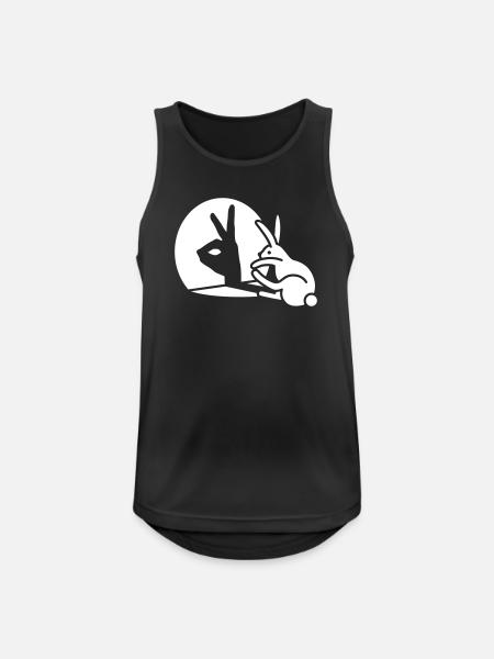 Funny Rabbit hand shadow puppets humor pop art - Men's Breathable Tank Top - black