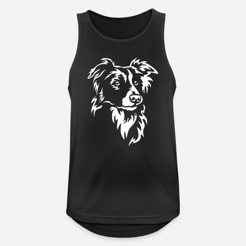 Border Collie Kopf "Black Edition" - Männer Tank Top atmungsaktiv - Schwarz