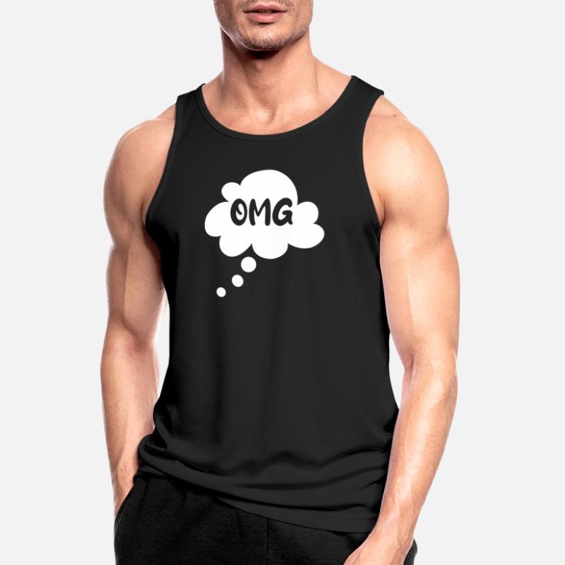 Saying OMG Cloud Thought Bubble Speech Bubble Simple Men's Breathable Tank Top