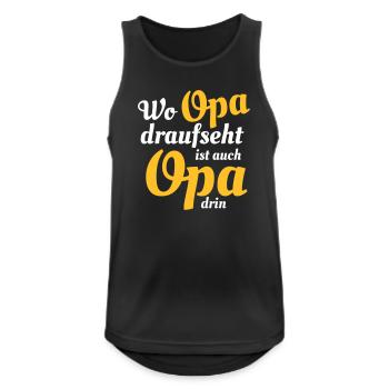 opa drin - Männer Tank Top atmungsaktiv - Schwarz - Vorne - Nick (188cm)