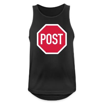 post oder stop? - Männer Tank Top atmungsaktiv - Schwarz - Vorne - Nick (188cm)