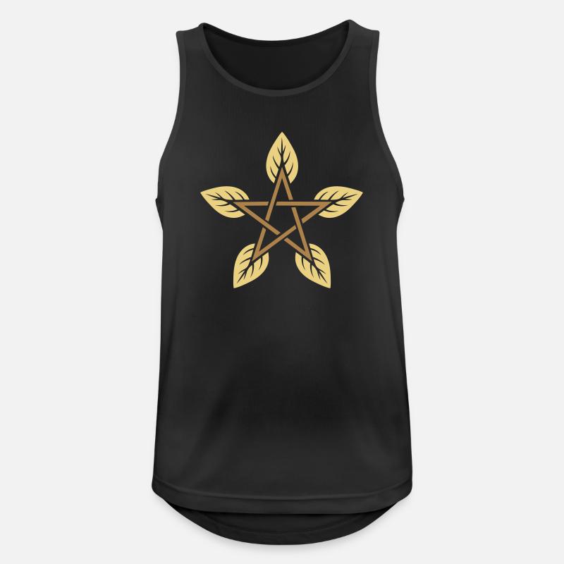 Leaf Pentagram - Nature & Elemental Magic - Men's Breathable Tank Top - black