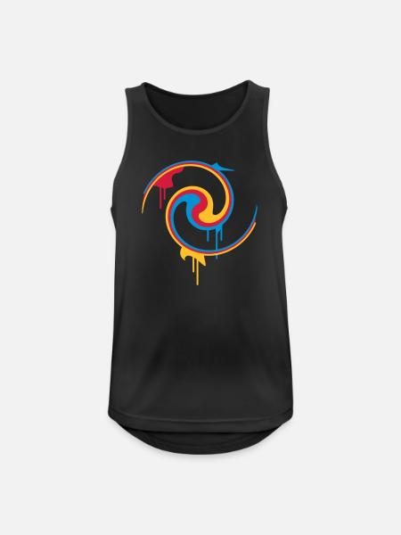 Bunte Farbspirale mit Graffiti-Stil - Männer Tank Top atmungsaktiv - Schwarz