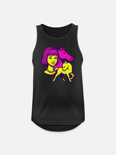 Pferdemädchen Pop-Art - Männer Tank Top atmungsaktiv - Schwarz