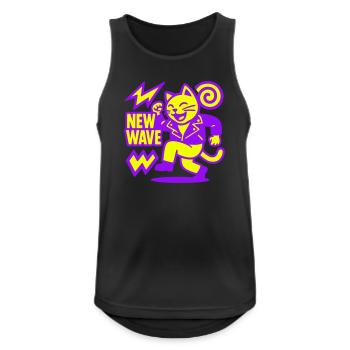 New Wave Cat - Männer Tank Top atmungsaktiv - Schwarz - Vorne - Nick (188cm)