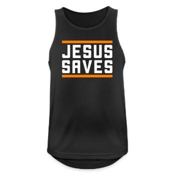 Jesus Rettet Christlich - Männer Tank Top atmungsaktiv - Schwarz - Vorne - Nick (188cm)