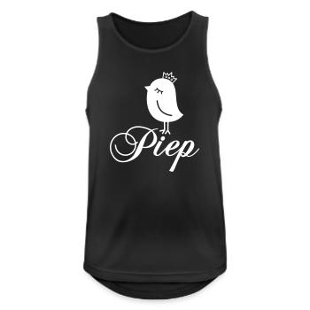 Spatz Piep mit Krone – Piepmatz Vogel Cartoon - Männer Tank Top atmungsaktiv - Schwarz - Vorne - Nick (188cm)