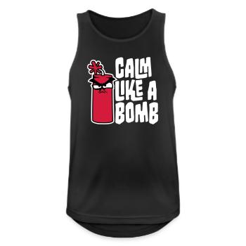 Calme comme une bombe Paradoxe Ironie Humour Blague explosive - Débardeur respirant Homme - noir - Devant - Nick (188cm)
