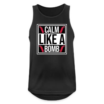 Calme comme une bombe Paradoxe Ironie Humour Blague explosive - Débardeur respirant Homme - noir - Devant - Nick (188cm)