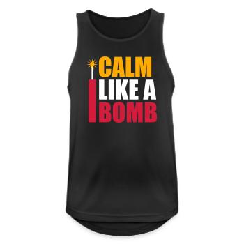Calme comme une bombe Paradoxe Ironie Humour Blague explosive - Débardeur respirant Homme - noir - Devant - Nick (188cm)