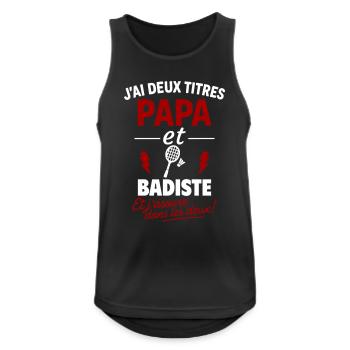 Papa Badminton – Father's Day Sports Gift - Men's Breathable Tank Top - black - Front - Nick (188cm)