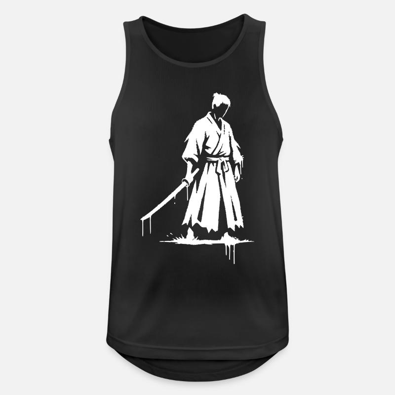 Trauriger Ronin Samurai Krieger graffiti - Männer Tank Top atmungsaktiv - Schwarz